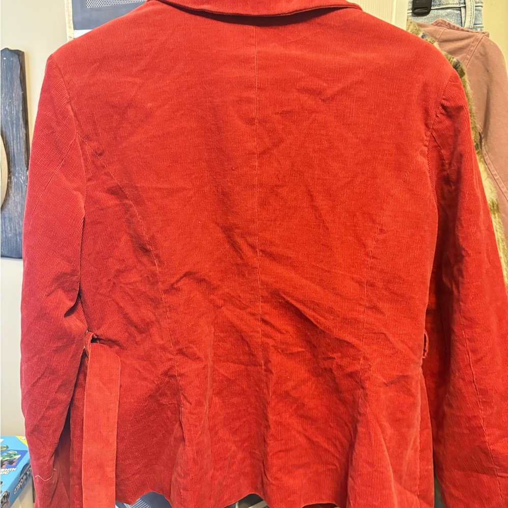 Elegant Red Corduroy Blazer - Picture 9 of 12